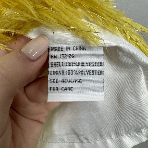 Giovanna Signature Dress Womens 18 Yellow Fringe Floral Jacquard Shift Cocktail - Picture 14 of 15